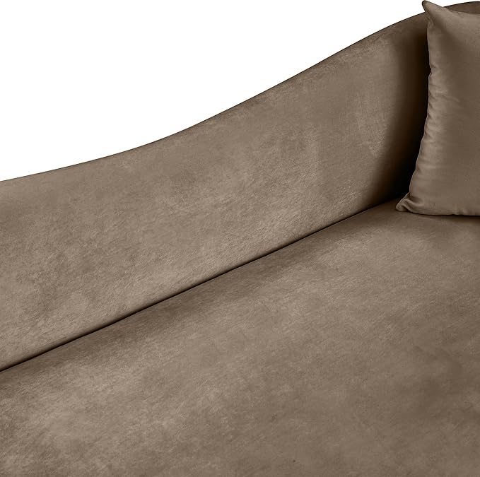 Meridian Furniture 44052Taupe-S Destin Collection Modern | Contemporary Sofa with Ultra Luxe Taupe 460 GSM Velvet, Rich Curves, 91" W x 34.5" D x 31" H, Taupe