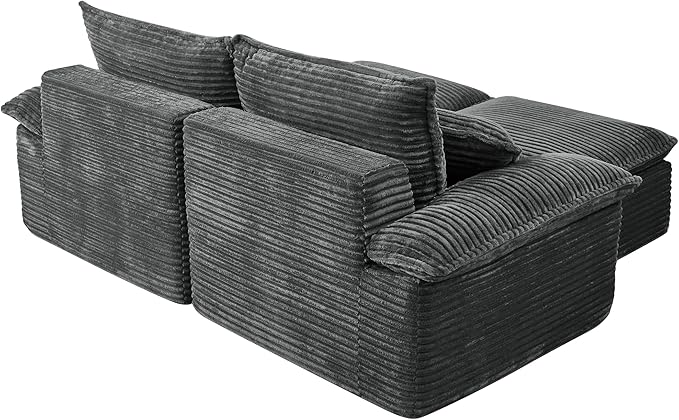 Comfy Boneless Cloud Sofa Chaise Oversized Fluffy Corduroy Upholstered Chaise Lounge for Living Room Bedroom, Modular Compressed Foam Cloud Daybed, Single Seat Sofa