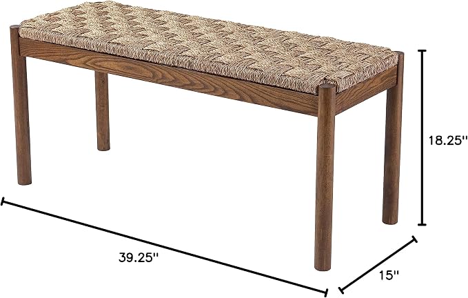SEI Furniture Scalby Natural Seagrass Bench, Brown w/Natural Seagrass - Image 3