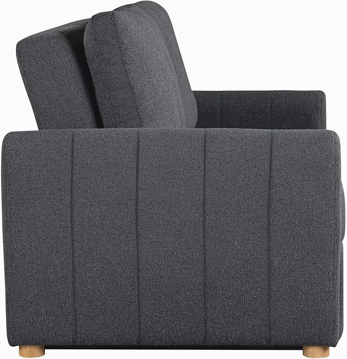 Serta Galway 66.5" Convertible Sleeper Loveseat, Full Size, Dreamcoil Comfort, FingerGuard Pinch Point Protection, Boucle Fabric, Charcoal