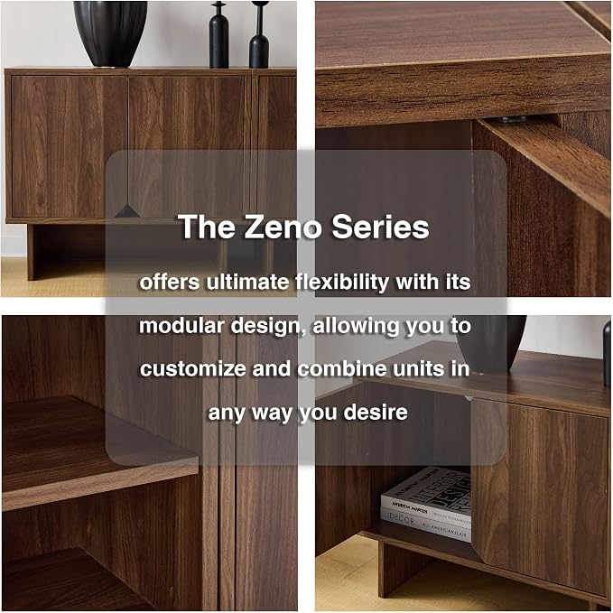 Modular TV Stand for 100-Inch TV,Also Used as Storage Sideboards,Bookcase,4pcs End Table,Nightstand,Buffet Cabinets with Adjustable Shelf,Coffee Table for Living Room,Dining Room,Bedroom, Walnut - Image 8
