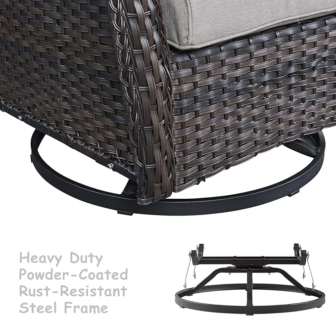 HUMMUH Outdoor Patio Furniture 7 Pieces Furniture Set Wicker Outdoor Sectional Couch with Patio Swivel Glider Chairs,Coffee Side Table,Ottomans for Patio