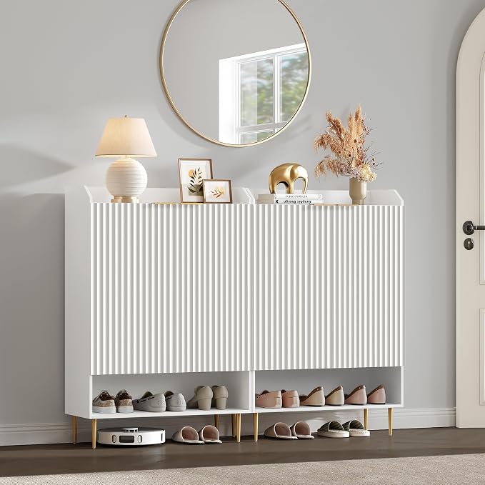 SICOTAS Shoe Cabinet Set of 3-7-Tier Large Shoe Storage Cabinet, 50.7" Tall Entryway Shoe Cabinet Storage with Adjustable Shelves for Entryway Hallway Living Room Front Door, White - Image 8