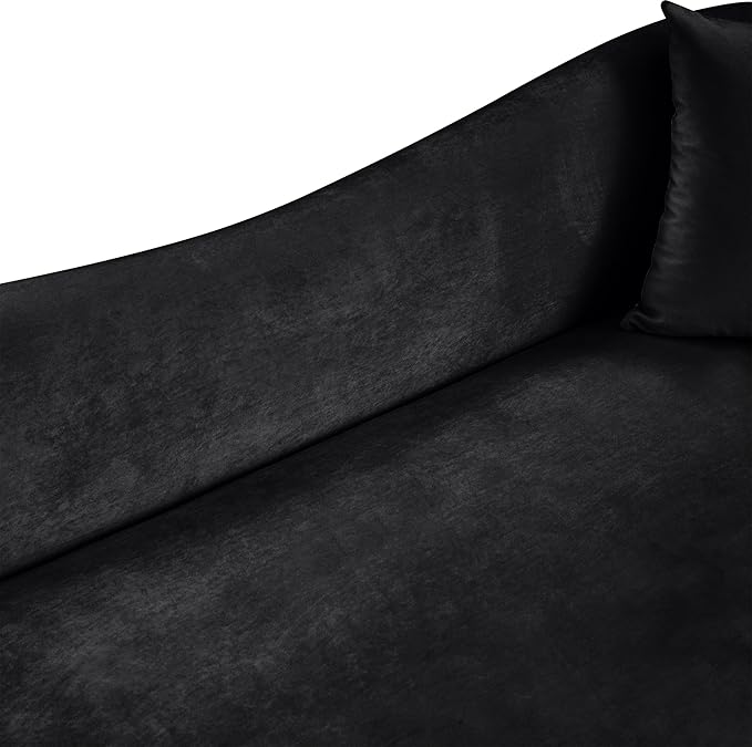 Meridian Furniture 44052Black-S Destin Collection Modern | Contemporary Sofa with Ultra Luxe Black 460 GSM Velvet, Rich Curves, 91" W x 34.5" D x 31" H, Black