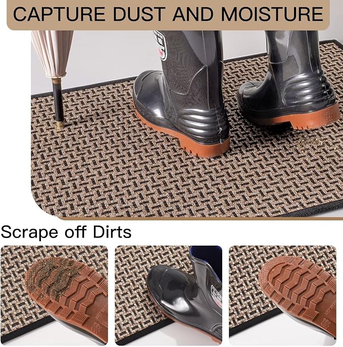 YDKGL Door Mat Entrance 24x35, Dirt Resistant and Absorbent, Non-Slip Rubber Backing Floor Mats, Easy Clean Low-Profile Doormat for Entryway, Front Door, Inside Entrance, Black - Image 3