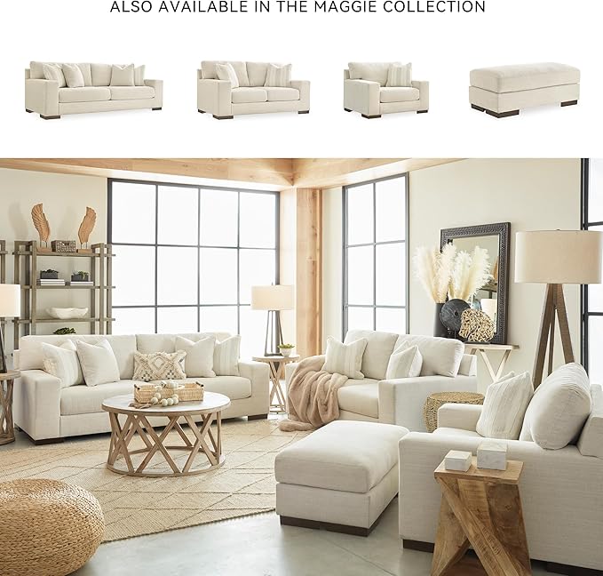 Signature Design by Ashley Maggie Contemporary Accent Ottoman, Off White