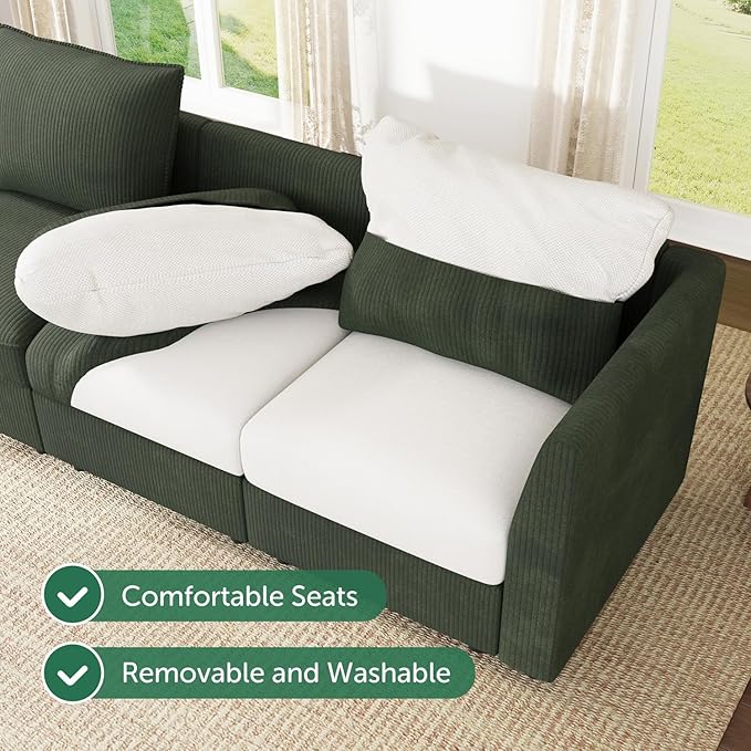 HONBAY Modular Sectional Sofa Sleeper Couch with Storage Modular Couch Convertible Couches for Living Room - Green