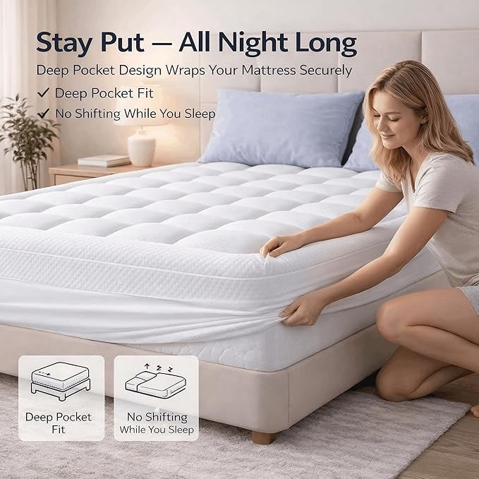 ELEMUSE 3 Inch Dual Layer King Memory Foam Mattress Topper,Cooling Memory Foam & Plush Pillow Top Pad, Luxury Pressure Relief Bed Topper for Master Bedroom, Breathable Extra Support for Couples