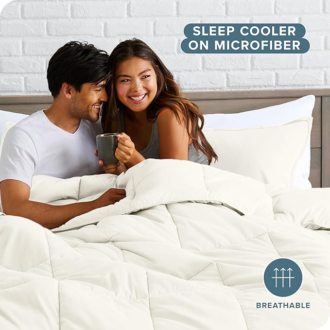 Bare Home Comforter Set - California King Size - Ultra-Soft - Goose Down Alternative - Premium 1800 Series - All Season Warmth (California King, Cream)