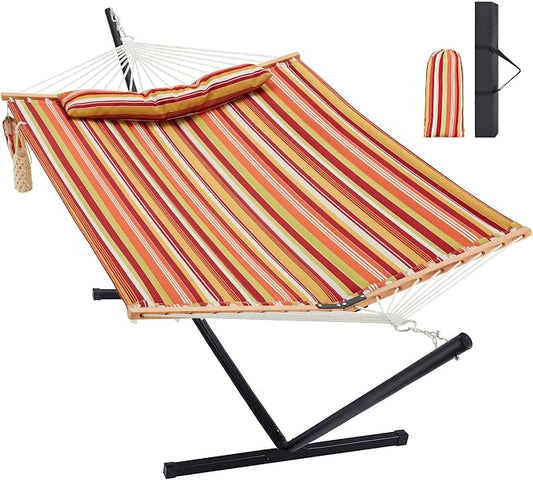 Homgava Two Person Hammock with Stand for Outside Heavy Duty, Outdoor Patio Hammock with Portable Steel Stand, Large Double Hammocks,480lbs Capacity.(Red) by HomgavaLiveWhatYouLove