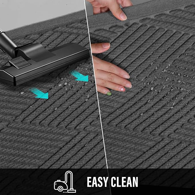 HIYARD Sturdy Front Door Mat, Absorbent Muddy Dirt Resist Welcome Door Mats Outdoor Indoor, Stain and Fade Resistant, Non-Slip Rubber Backing Low Profile Doormat for Entryway, 60×36, Charcoal - Image 7