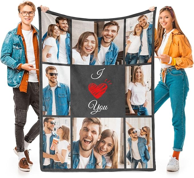 inkArts I Love You Gifts for Couple, Personalized Girlfriend, Custom Blanket with Photos, Blankets Pictures, Photo Using My Own Personalised Christmas