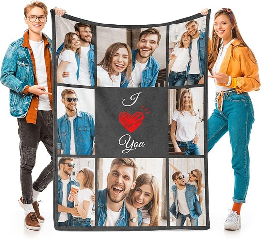 inkArts I Love You Gifts for Couple, Personalized Girlfriend, Custom Blanket with Photos, Blankets Pictures, Photo Using My Own Personalised Christmas