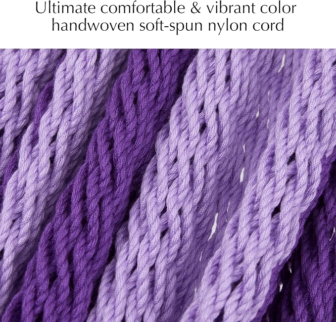 PNAEUT Handwoven Mayan Hammock, Thick Soft Rope Double Hammock for Outdoor Outside & Indoor, 600 lbs Capacity Heavy-Duty, Includes Tree Straps, Carabiners & Carrying Bag (Mauve Purple, X-Large) - Image 4
