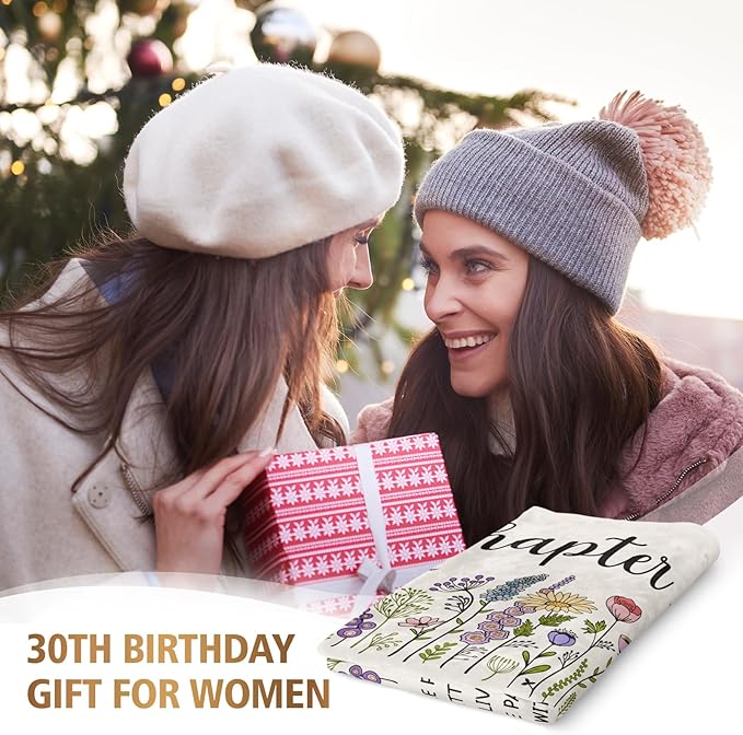 Afterprints 30th Birthday Gifts for Women, Chapter 30 Blanket, 30 Year Old Bday Gifts for Women, Daughter, Friend, 1996 30th Birthday Decorations for Her, Turning 30 Throw Blankets 60'' x 80''