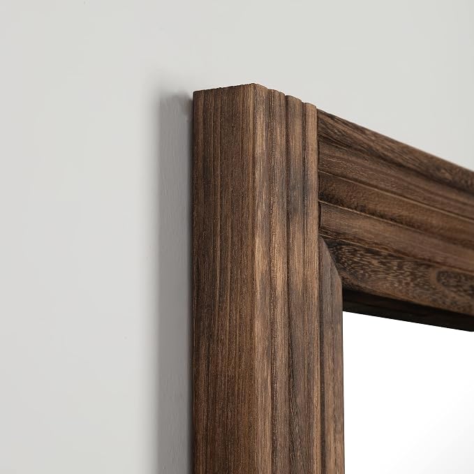 YOSHOOT Hand-Made Wooden Spliced Wall Mirror for Bathroom, Rustic Farmhouse Vanity Mirror, Décor Wall Art, Solid Wood Frame, Vertical or Horizontal Hanging - Image 7