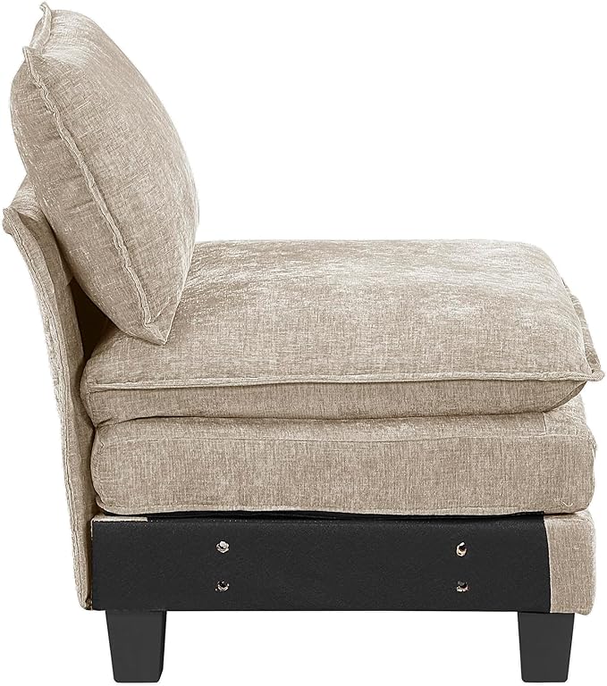 Lexicon Modular Sectional Sofa, Module for Sectional Couch, Armless Chair, Removable Cushion Cover, Soft Upholstery, Durable Frame, Customizable Comfort, Chenille Light Taupe
