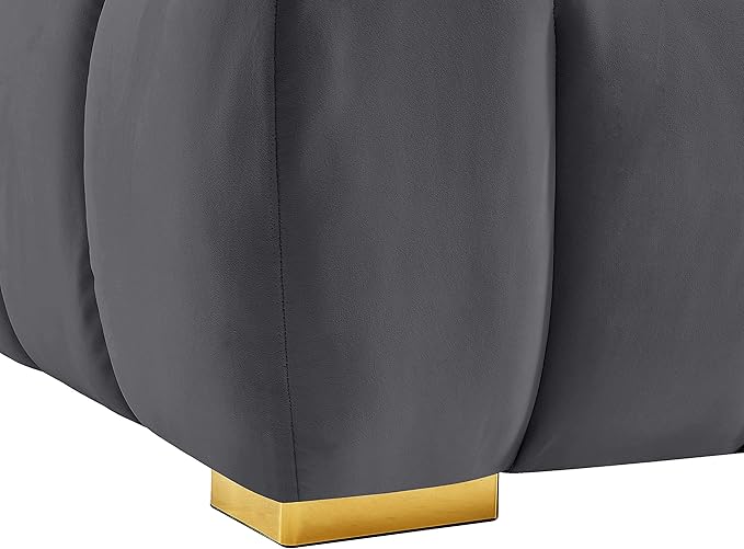 Meridian Furniture 670Grey-L Gwen Collection Modern | Contemporary Velvet Upholstered Loveseat with Deep Biscuit Tufting