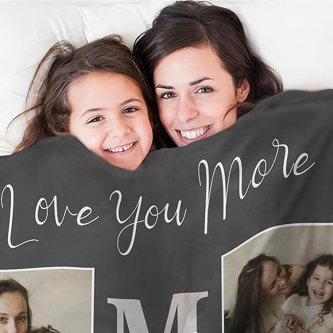Personalized Mothers Day Birthday Gifts for Mom, Mothers Day Blanket Gifts from Daughter Son Kids Husband, Custom Blanket with Photos Text, Customized Christmas Anniversary Ideas Gifts for Mom Wife