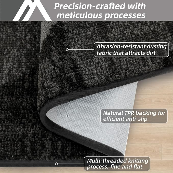 COSY HOMEER Entryway Rugs Doormat 20"x32", Non-Slip Absorbent Polyester, Washable Rugs for Front Door, Dirty Paws & High Traffic Areas, Dark Gray - Image 3