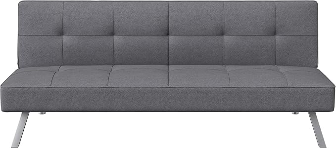 Serta® Rane Futon Sofa Bed 66.1", 3-in-1 Convertible Couch Sleeper for Small Spaces, Tufted Back, Twin Size Guest Bed, Chracoal Woven Fabric