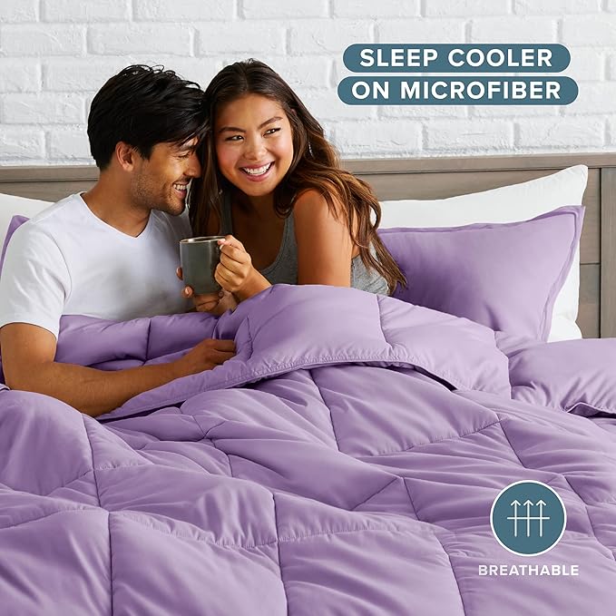 Bare Home Comforter Set - Cal King Size - Ultra-Soft - Goose Down Alternative - Premium 1800 Series - All Season Warmth (Cal King, Lavender)
