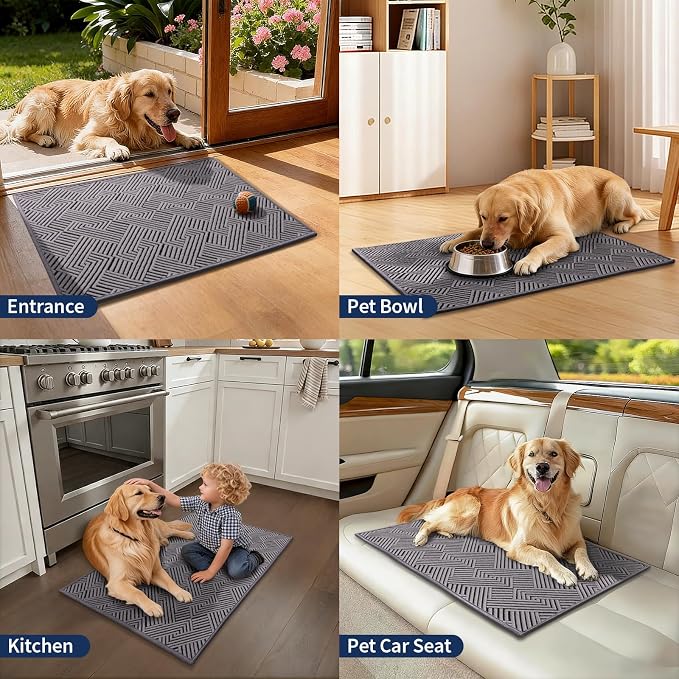 YIHOUSE Dirt Trapper Door Mat 32" x 47", Non-Slip Washable Entrance Mat, Dirt Resistant and Absorbent Welcome Mat, Low Profile Floor Mat for Front/Back Door, Entryway, Grey - Image 7