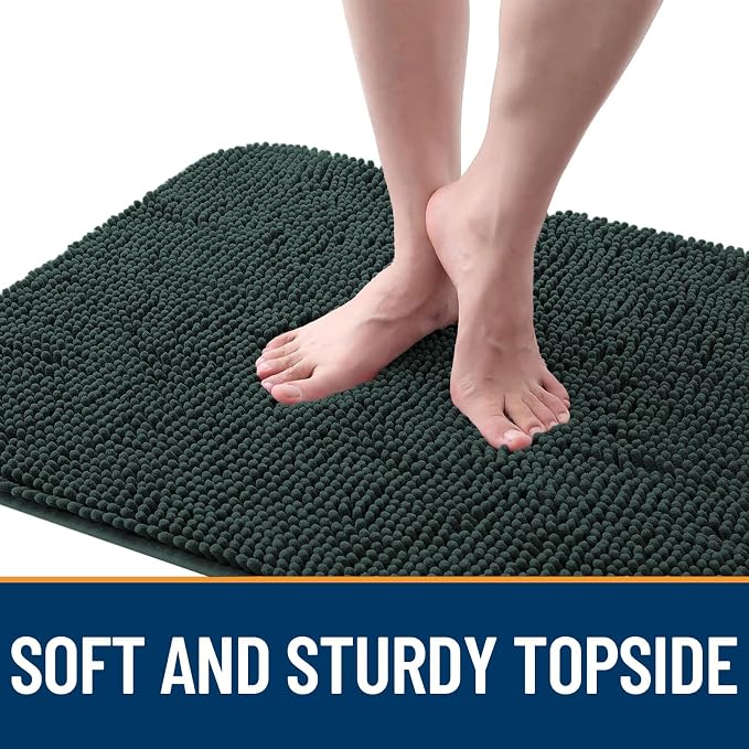 OLANLY Dog Door Mat for Muddy Paws 44x24, Absorbs Moisture and Dirt, Absorbent Non-Slip Washable Doormat, Quick Dry Chenille Mud Mat, Entry Indoor Entryway Carpet for Inside Floor, Blackish Green - Image 4