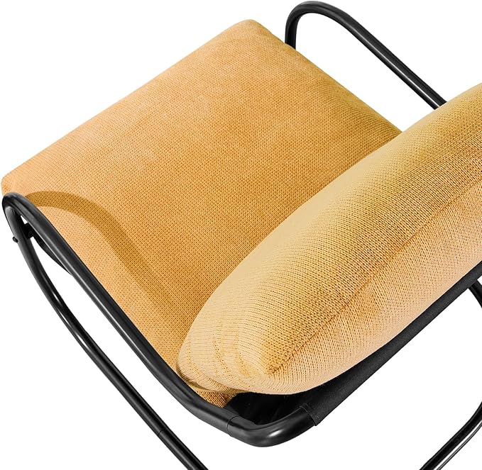 Peace nest Modern Accent Chair,Comfy Living Room Suspended Chair with Mental Frame,Bedroom Armchair with Soft Upholstered Cushion for Balcony Lounge Reading Meeting Room,Yellow