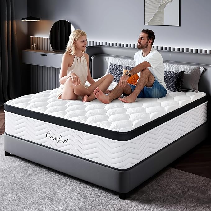 12-Inch Queen Size Mattress - Medium Firm Queen Mattress Hybrid Memory Foam CertiPUR-US Certified Innerspring Pressure Relief Motion Isolation Matress in a Box