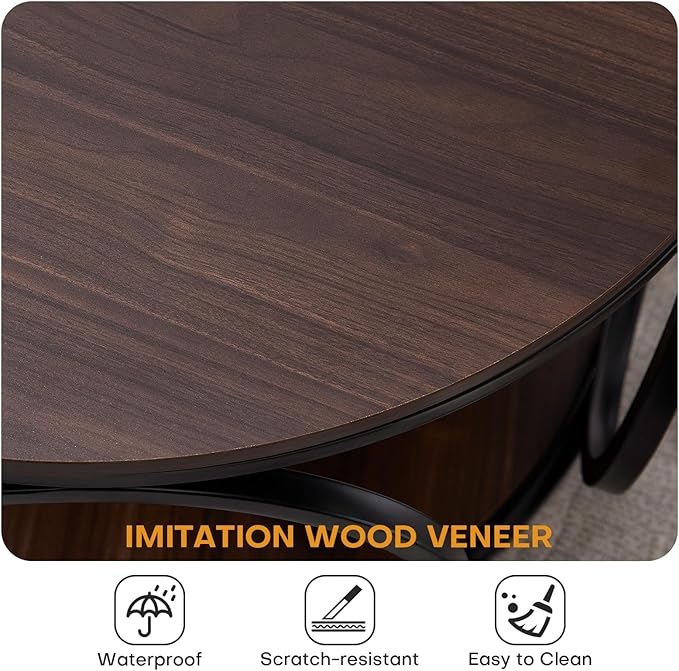 BECHAEO Small Side Table 19.7", 2-Tier Round Bedside Table with Storage, Wood Industrial Design End Tables for Living Room, Bedroom, Office, Bathroom, Dark Coffee