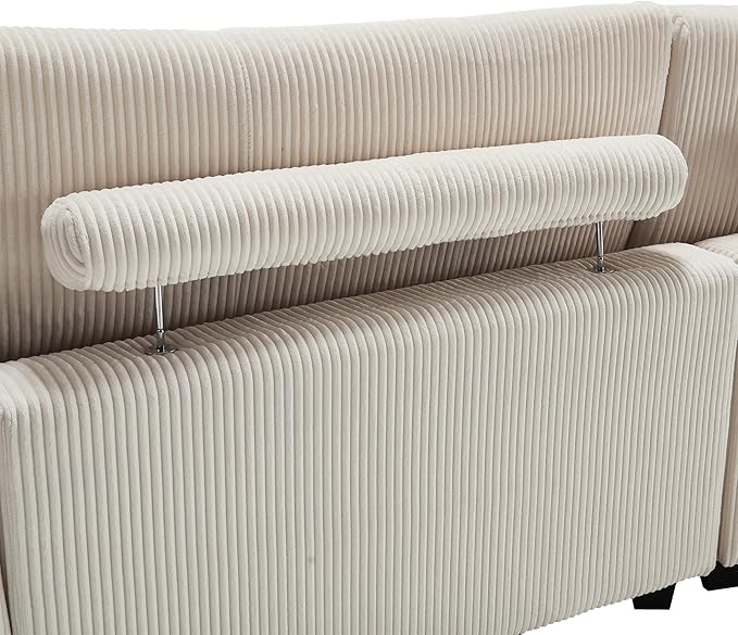 Oversized Lounge Chaise Convertible Sleeper Sofabed, Corduroy Sleeper Daybed Indoor Recliner Chair Sofa Bed with Cupholders and Adjustable Headrests for Living Room Bedroom Reading Home Apartment
