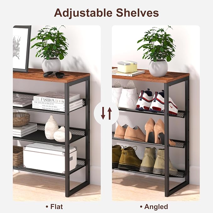 CHEMPFR Industrial Shoe Rack - Sturdy Steel Entryway Shoe Organizer with Spacious Top - Strong Mesh Shoe Storage Shelves - Adjustable Shoe Stand for Closet Organization (4-Tier) - Image 5