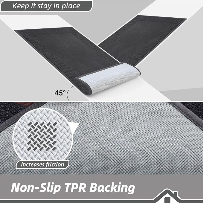BEQHAUSE Door-Mat-Non-Slip Front Door Mat Washable Low-Profile Entrance Rugs for Front Door Entry Dirt Trapper Door Mats Absorbent Welcome Mats,20"x32",Dark Grey - Image 4
