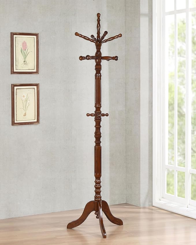 Coaster Home Furnishings Achelle Entryway 11-Hook Freestanding Coat Rack Hat Hanger Sturdy Wooden Hall Tree Clothing Stand Tobacco Brown 900769 - Image 2