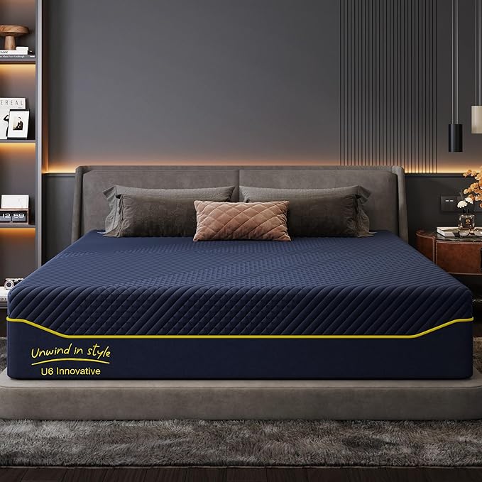 10 Inch Memory Foam King Mattress with Green Tea Cooling Gel, CertiPUR-US Certified, Breathable & Supportive Mattress in a Box, Navy Blue