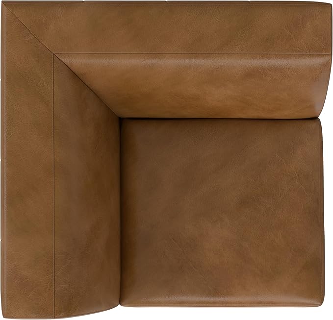 SIMPLIHOME Rex Corner Sofa Module in Full-Grain Genuine Leather, Caramel Brown, 38-inches Wide, Handcrafted Modern-Style Corner Accent Chair for Living Room and Family Room