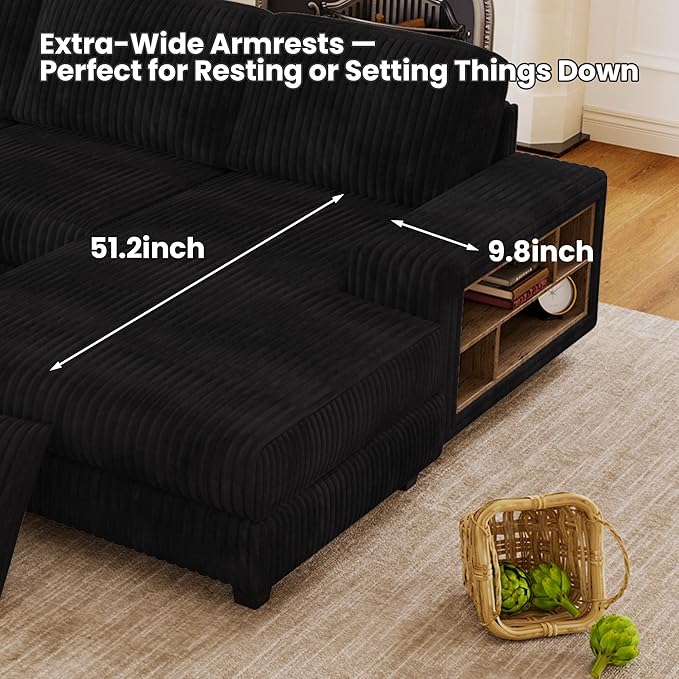ERYE U-Shaped Modular Sectional Sofa Convertible Symmetrical Sofa Couch with Removable Chaise Lounges, U Shaped Double Chaises Sectional Couches with Storage Armrests