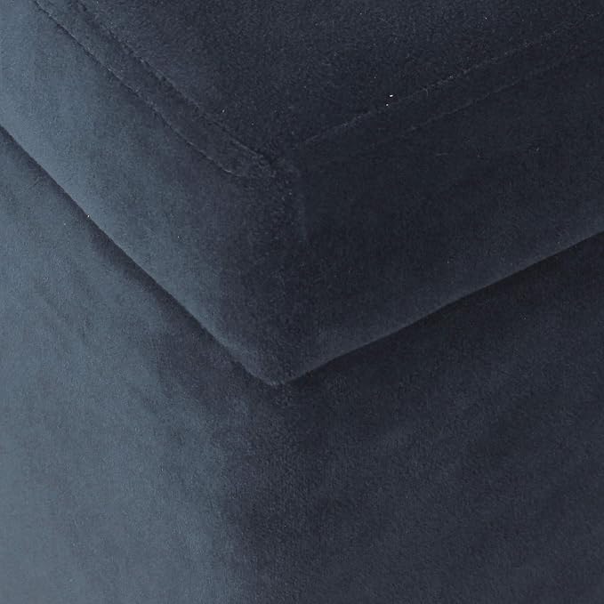 HomePop Large Upholstered Rectangular Storage Ottoman Bench with Hinged Lid, Navy - Image 7