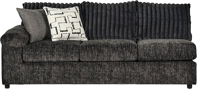 Roundhill Furniture Nason Wide Wale Corduroy Sectional Sofa Chaise, Charcoal