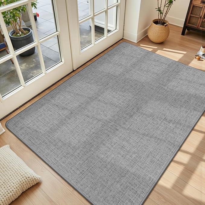 LEKEEPGO Ultra Thin Indoor Door Mat 36"x59", Low-Profile Door Mat Indoor Entrance, Non Slip Rubber Backing Inside Doormat Washable Welcome Front Entryway Dirt Trapper Entry Mat, Grey by LEKEEPGO