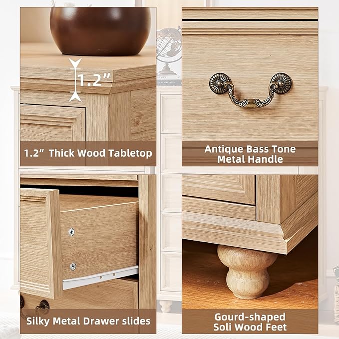 Joaxswe 24" Wide Farmhouse Nightstand with Charging Station Set of 2, 54" 7 Drawers Dresser, 45" Tall Rustic Chests of 5 Drawers, Farmhouse Furniture Series for Bedroom,Wood