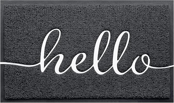 BeneathYourFeet Door Mat (32"x20",Black), Welcome Mat Low Profile Front Doormat Indoor Outdoor Door Non Slip Rugs for Entryway, Patio, High Traffic Areas by BeneathYourFeet