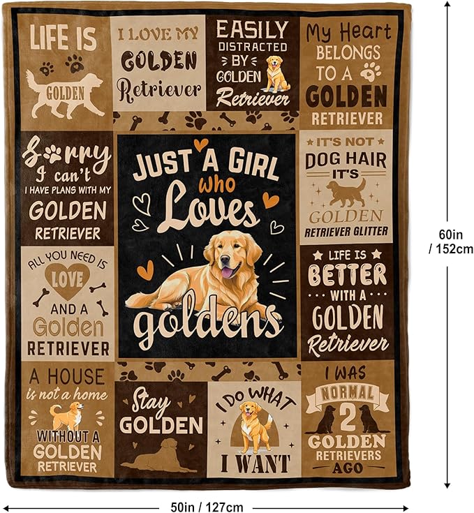 Mothers Day Golden Retriever Gifts for Women Blanket, Gifts for Golden Retriever Owners/Lovers/Mom/Kids/Dog for Birthday Soft Decor Throw Blanket 50"x60"