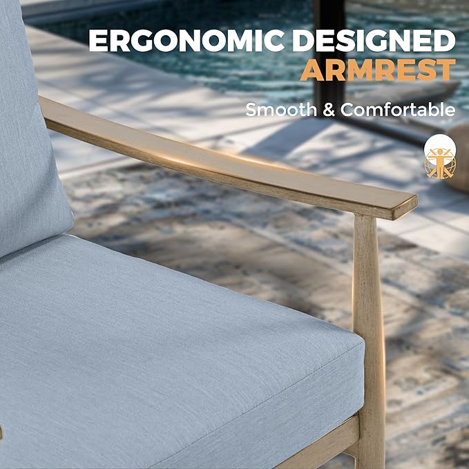 HAPPATIO Patio Outdoor Furniture Set - 4 Piece Aluminum Patio Conversation Set with 1 Coffee Table, 2 Swivel Chairs and 1 Three-Seater Sofa, Aluminum Outdoor Furniture Set for Yard Deck(Brown)