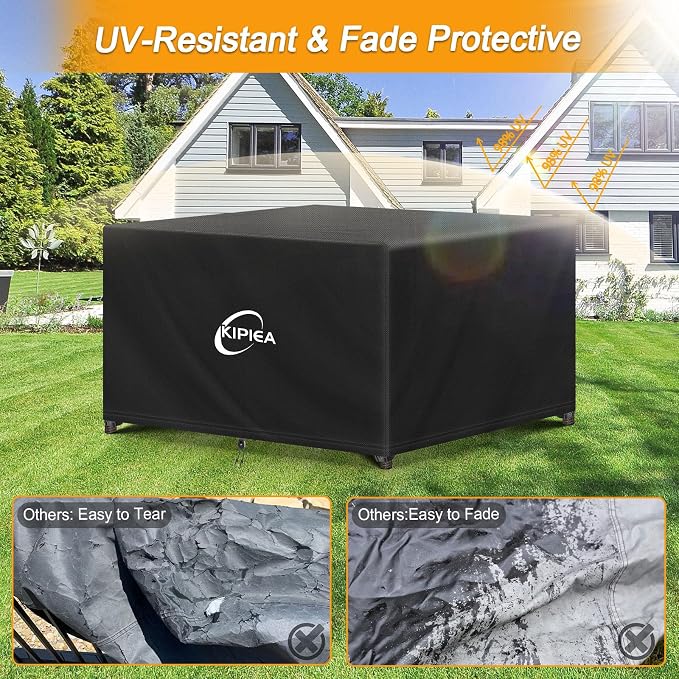 Kipiea Outdoor Furniture Covers Waterproof, 420D Heavy-Duty Patio Furniture Set Covers, No Tears Anti UV No Fading (58" L×34" W×28" H) - Image 7