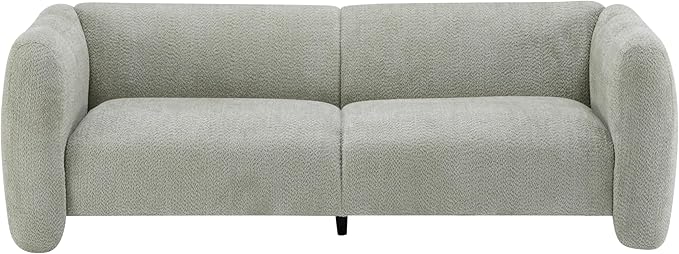 Christopher Knight Home Ahri 83'' Wood Frame Lounge Sofa Couch with Wave Design, Soft Seating 3-Seater Sofa with Armrests, Comfy Chenille Upholstered Home Sofa for Living Room, Light Green