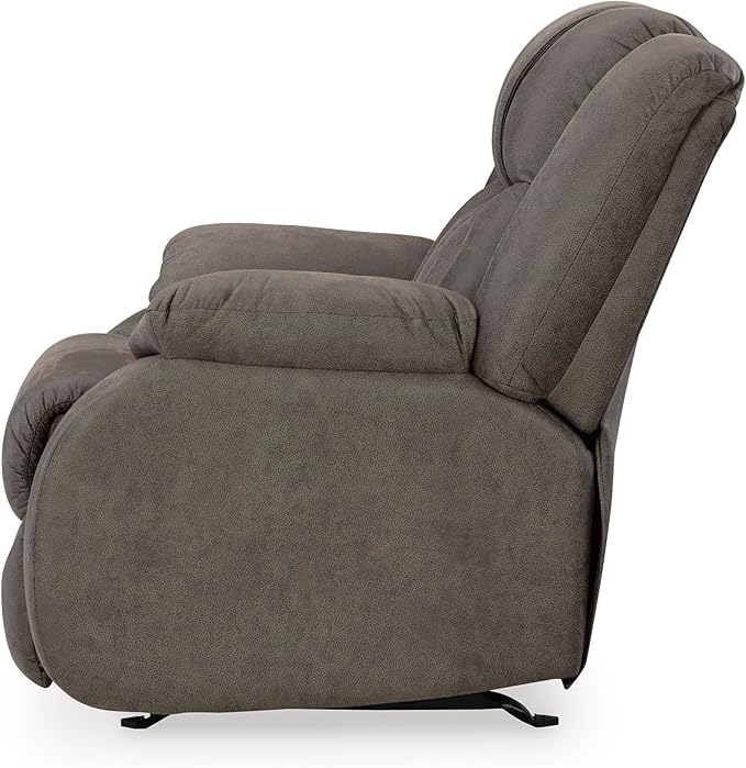 Signature Design by Ashley First Base Modern Faux Leather Rocker Recliner, Gray