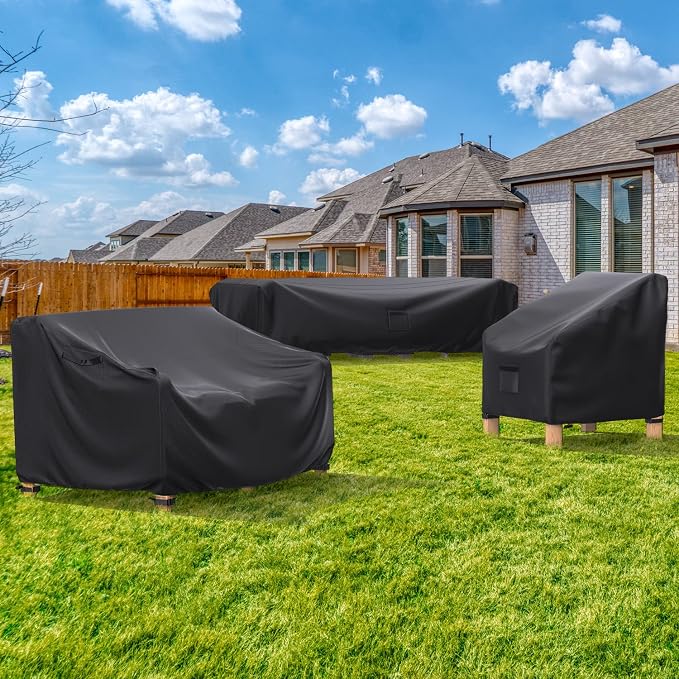 Patio Furniture Covers, Heavy Duty Outdoor Furniture Cover Waterproof, Sectional Sofa Set Covers Table and Chair Set Cover, 102"L×74"W×28"H - Image 8