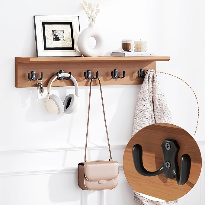 PETKABOO 31.5" Shoe Bench with Coat Rack Hidden Drawer and Side Holder, 2 Tier Entryway Bench with Storage 39.4 in, Bamboo Shoe Rack with Cushion for Entryway Hallway Living Room Bedroom - Image 4